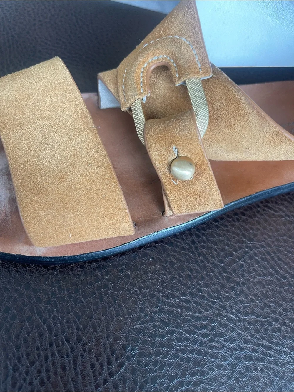 rag & bone Mustard Suede Cross-Strap Sandals